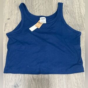 PINK Victoria's Secret Navy Blue Cropped Tank Top Built in bra - M